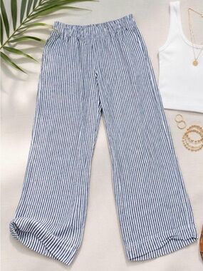Old navy Striped Wide-Leg Linen Blend Pants - Blue/White